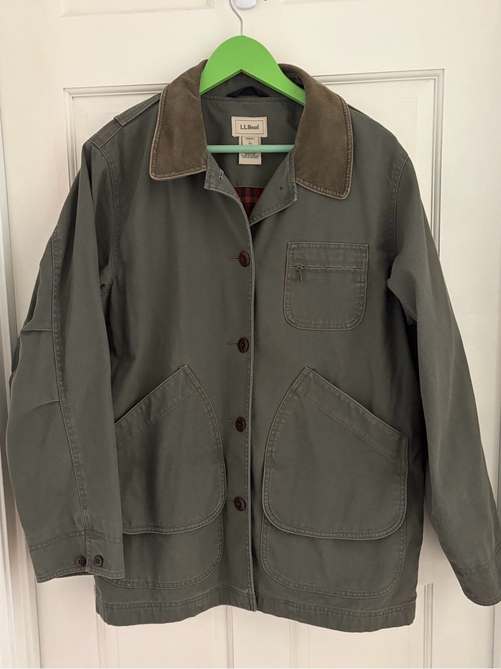 VTG LL Bean Large Women’s Canvas
Field Coat Adirondack Barn Jacket Olive NEW!